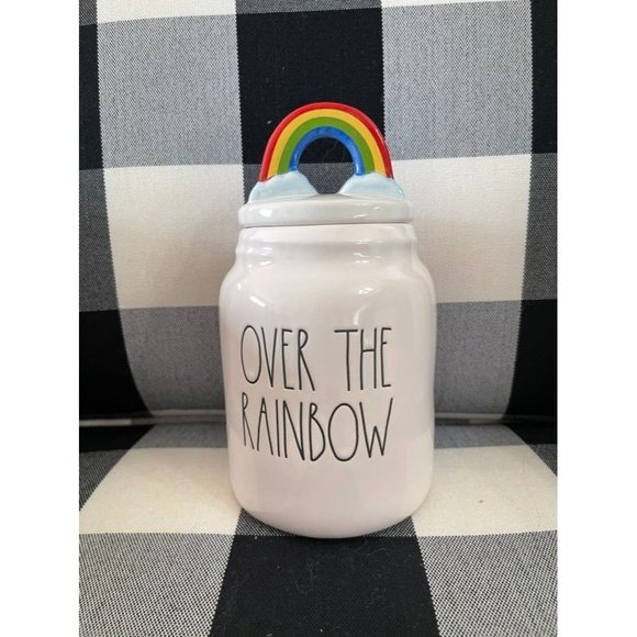 HTF NWT Rae Dunn Over The Rainbow Canister - Picture 1 of 2